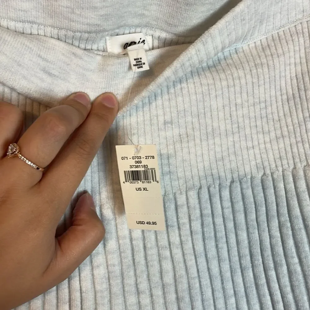 Aerie High Rise Ribbed Knit Stretch Mini Skirt Grey NWT Women's Size XL